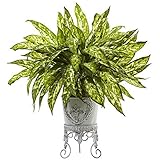 Nearly Natural 6883 2' Aglaonema with Metal Planter by Nearly Natural