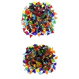 Perfk 約500個入り　セット　ガラス　モザイクタイル　多色　三角形　菱形　クリア　ヴィンテージ　ロマンティック　芸術創作用