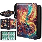 カードファイル 9ポケット900枚収納 トレカ ファイル 50枚シート付き 防水・耐摩耗仕様 ファスナー式 トレーディングカードケース 大容量カードバインダー ブラック(ドラゴンC)