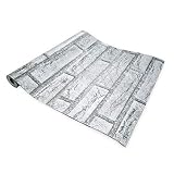 HAWK DIY 壁紙 レンガ かんたん 貼付シールタイプ 45cm×10m リフォーム ウォールステッカー 防水 ホワイト 部屋模様替え