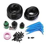 KING DO WAY ドリップ散水システム 水やり 自動散水 自動 散水ノズル 点滴灌漑 水やり ガーデニング 盆栽 家庭園芸 屋根冷却 ガーデン (10m/8mホースセット)