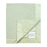 My Blankee Minky Dot/Back Satin Flat Satin Border Blanket, Sage Green, 30 x 35 by My Blankee