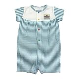 【SiShuNon/シシュノン】 ナチュラル天竺ボーダー半袖ロンパース ベビー服 子供服 男の子 女の子 ナチュラル 天竺 ボーダー 日本製 半袖 ロンパース 80 7 ブルー