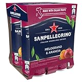 SANPELLEGRINO(サンペレグリノ) イタリアン スパークリングドリンク メログラーノアランチャ ( ザクロ & オレンジ ) 330ml×4本 (果汁15% 微炭酸 )