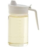 KEYUCA (ケユカ) Relio V オイルボトル ホワイト (450ml / 液体調味料入れ) 耐熱ガラス 液だれ防止機能付き 50ml刻みの目盛り付き 密封タイプ
