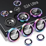 Hohotoon Galaxy S24 ultraカメラ保護フィルム ギャラクシー S24ultraカメラフィルム (SC-52E / SCG26) レンズカバー アルミ合金製＋AR高透過率強化ガラス 0.25mm超薄レンズ保護ケース 9H 防爆裂 ・耐衝撃・スクラッチ防止・露出オーバー防止・ケースに干涉なし (多色 1セット)