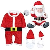 Cuteshower クリスマス ベビー服 ロンパース キッズ サンタ服 サンタクロース コスチューム 男の子 90