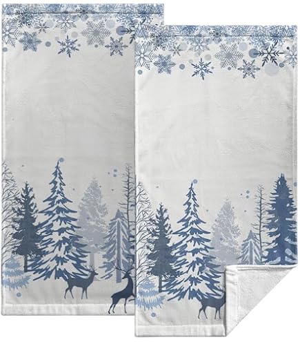 Martha Stewart Fair Isle Cotton Hand Towels - Set Of 2, Dark Blue/White, 525 GSM, Holiday - View #11