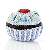 Pebble Fair Trade Hand Made Rattle - Cupcake with Light Blue Icing and a Cherry [並行輸入品]