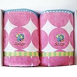 ココレカ限定デザイン　Sassyコットンブランケット ベビー 赤ちゃん ブランケット　2枚セット (ピンク×２枚)