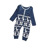 eshionクリスマス鹿ベビー男の子女の子幼児ニットロンパースジャンプスーツボディスーツ服服装 カラー: ブルー