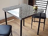 極厚　グラナイト（GRANITE)ダイニングテーブル 75X75cm （黒） 艶あり　2人用