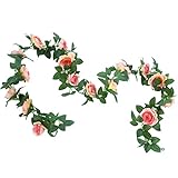 VORCOOL シルク造花 ローズ 人工藤 観葉植物 花輪 花装飾 ガーランド 壁掛けインテリア 吊り飾り 誕生日結婚式ウェディングパーティデコレーション用品 家庭ホーム庭用 雑貨 撮影道具（オレンジ