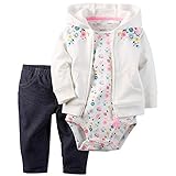 カーターズ（Carter's）女の子用白xカラフル花刺繍入りフード付きジャケットお出かけ用上下3点セット (24months(83-88cm)) [並行輸入品]