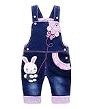 (DEBAIJIA) 子供 サロペット デニム パンツ 女の子 男の子 赤ちゃん ベビー オーバーオール ジーンズ キッズ 柔らか おしゃれ 可愛い ピンク ウサギ (＃80(適応身長66-73cm)