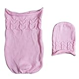 ベビーおくるみ 　お昼寝布団セット　帽子付き　 新生児着 ぐるみ ベビー布団 寝袋 赤ちゃん 　肌触りいい 出産祝い 記念撮影 ギフト (ピンク)