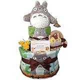 出産祝いに大人気！おむつケーキ となりのトトロ 豪華3段ガラガラ/ウォッシュタオル/フェイスタオルセット/内祝い/誕生日プレゼント ダイパーケーキ (パンパースS21 （出産祝い用に）)