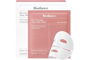BIODANCE Bio-Collagen Real Deep Mask, Hydrating Overnight Hydrogel Mask, Pore Minimizing, Elasticity, Plumping Improvement, Korean Skincare | 1.19oz(34g) x 4ea