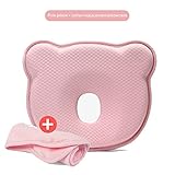 AOLVOベビーメモリーフォーム枕、新生児赤ちゃんアンチロールヘッドシェーピング枕Baby Sleep Positioner枕防ぐフラットヘッドSyndrome低刺激性コットン枕カバー1 – 12ヶ月