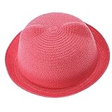 (ビグッド)Bigood キュート麦わら帽子 子供用 耳付きハット ベビーハット キッズ 男の子 女の子 ストローハット 保育園 アウトドア 通気性 涼しい スイカレッド