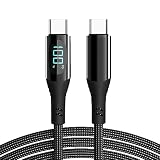 明誠 USB Type-C to Type-C ケーブル iPhone 16 ケーブル PD対応 100W/5A 急速充電【長さ1m】電力表示 USB C ケーブル 高速データ転送 高耐久 ナイロン編み TPE素材 タイプc to タイプc ケーブル iPhone 16、iPhone 15、MacBook Pro、iPad Pro、Galaxy S23等USB-C機種対応(1m、ブラック)