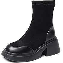 Amazon | [Minax] ショートブーツ レディース ブーツ 黒 厚底