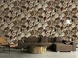 7Buy Modern Minimalist Faux Cobblestone Wallpaper 3D Effect Stone Pattern Vinyl Waterproof Wallcover