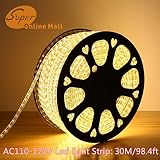 SuperonlineMall AC 110-120V Flexible Waterproof LED Strip Lights 30m/98.4ft - Warm White [並行輸入品]