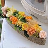 エーデルワイス レガロ プリザーブドフラワー アレンジメント バラ 陶器 (オレンジイエロー)