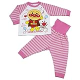 【本体綿100％】2017年 春物 アンパンマン ミニ裏毛 ボーダー腹巻付き 長袖パジャマ Anpanman ピンク◇95cm