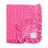 My Blankee Luxe Snail Back Satin Ruffle Satin Border Blanket, Raspberry, 28 x 35 by My Blankee