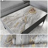 VEELIKE つや消し 大理石壁紙シール リメイクシート 大理石シート グレー 金 40x300cm 石目 テープ クロス 壁紙 補修 障子紙 リメイクシート カッティングシート ウォールステッカー リフォームシート マーブル ふすま 襖紙 シールタイプ はがせる おしゃれ 北欧 のり付き 遮光 防水 耐熱 壁汚れ防止 シート 洗面台 下駄箱 トイレ ウォールパネル キッチン 浴室