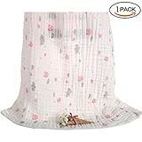 MRZD　ベビーバスタオル　６重　赤ちゃんおくるみ　ガーゼタオル　ベビーブランケット　　ガーゼケット　入浴用　ふわふわ暖かい　柔らかい肌触り　細菌防止　静電気防止　吸水速乾　保温　105*105ｃｍ（