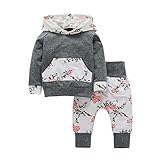 ベビー服、todaiesベビーBoy花柄パーカートップス+パンツ服装GirlsグレーClothesセット2017 12-18M グレー