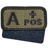 血液型ワッペン タクティカル刺繍 マジックテープ対応 カーキ A+ 5×2.5cm 全血液型対応 NYANDELMO ND-0174-R02-KH-A-pl