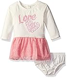 Kensie Baby Girls' French Terry and Tulle Dress Vanilla 6/9 Months [並行輸入品]