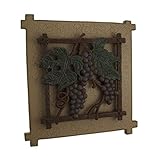 ウッド&メタル装飾壁フック素朴な3dブドウ装飾壁プラーク11.5 X 11.5 X 1インチブラウンモデル# svd60026