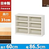 本棚 幅90 高さ60 2列 3段 日本製 大容量 書棚 木製 収納 収納棚 コミック収納 文庫本棚 棚 ラック エースラック カラーラック ホワイト B075M635DM