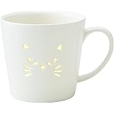 TAMAKI マグカップ スカシ ネコ ホワイト 直径9×奥行12×高さ8.5cm 350ml T-922569