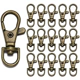 HappyHome ナスカン キーホルダー金具 30個セット 全長38mm 内径10mm 回転フック アクセサリ金具 亜鉛合金製 (アンティークゴールド30個入)