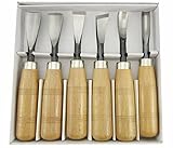 WAYCOM 高級 プロ仕様 彫刻刀 大サイズ６本セット 専用収納ケース付　篆刻刀 DIY 彫刻 版画 DIY 日曜大工 にも (大きいサイズ6本セット)