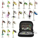 Croch スプーン ルアー スピナー ケース付 20個セット トリプルフック付き 管釣り 渓流釣り トラウト ニジマス イトウ ブラウン イワナ ヤマメ 釣り具 T8 JP