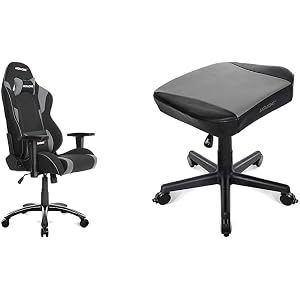 【セット買い】AKRACING ゲーミングチェア WOLF-GREY 灰 & オットマン フットレスト Grey グレー