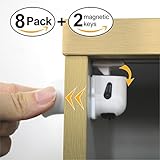 probebiベビー安全キャビネットロックwith磁気キー、ホワイト、ブラック、8 + 2