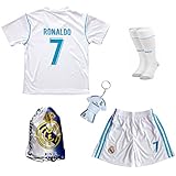 2016 / 2017レアルマドリードCristiano Ronaldo # 7ホームサッカーKids Jersey & Short & Sock &サッカーバッグユースサイズ ホワイト