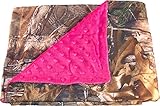 Iddy Kiddy Minky Dot Realtree Camo Backed Baby Blanket. B1004 Hot Pink by Iddy Kiddy