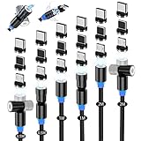AKBKTII マグネット 充電ケーブル 3in1 USB C ケーブル【6本セット/540度回転4本+360度回転2本】L型 磁石 磁気式