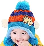 【SEBLES】 ベビー ぼんぼん ミツバチ ニット 帽 スヌード 2点 セット 赤ちゃん 6カ月 ～ 4歳 全5色 サイズ 46cm ～ 52cm クロスセット (レッド x ブルー)