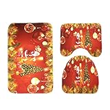 3pcs /セットクリスマストイレシートカバーバスマットラグ吸収性ノンスリップシャワートイレ床バスルームカーペット