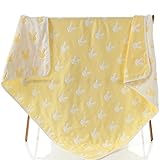 4重赤ちゃんおくるみ ガーゼケット 入浴用　ふわふわ暖かい　無添加 夏 秋 冬 綿100％ ガーゼタオル ラビット 黄色い